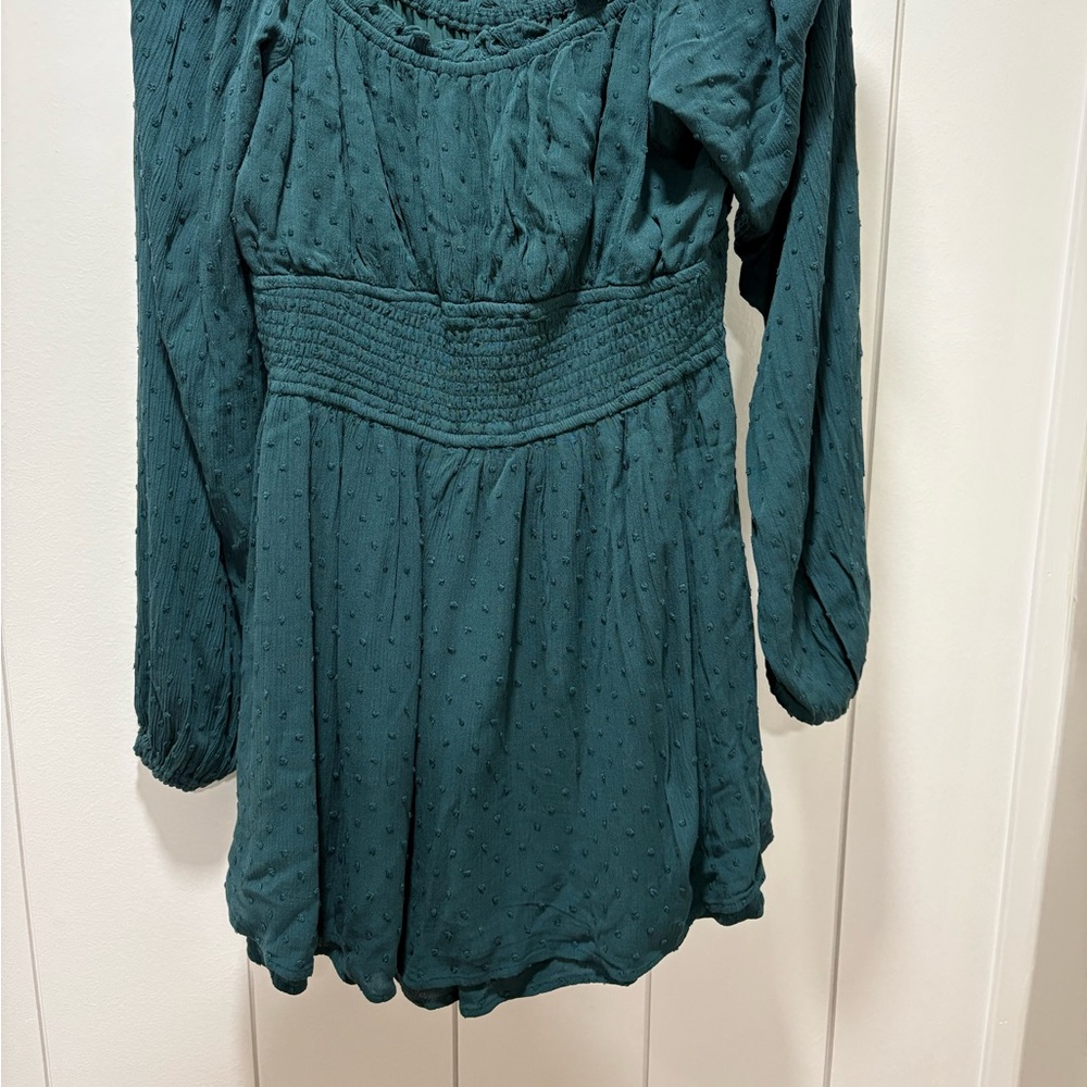 Hollister Romper Size XL Sadie Jumper Short Dress Skort Long Sleeve Green New - Picture 4 of 4